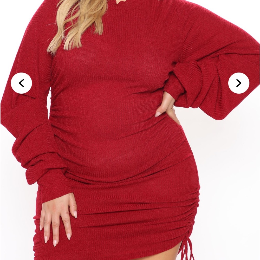Red Ribbed Knit Sweater - Picture 6 of 6